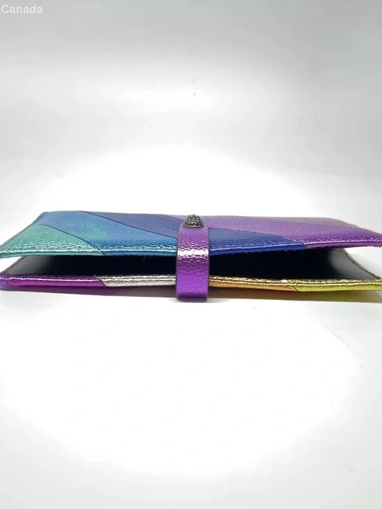 Kurt Geiger Metallic Rainbow 🌈 Diagonal Stripe Continental Wallet - Picture 8 of 16